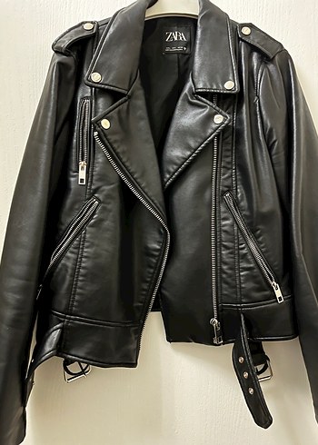 Siyah Deri ZARA Biker Ceket