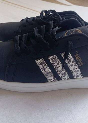 Siyah Baskılı Bağcıklı Spor Ayakkabı - Görsel 3