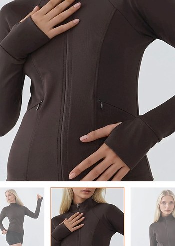 Kahverengi Fermuarlı Uzun Kollu Mini Sweatshirt - Görsel 5