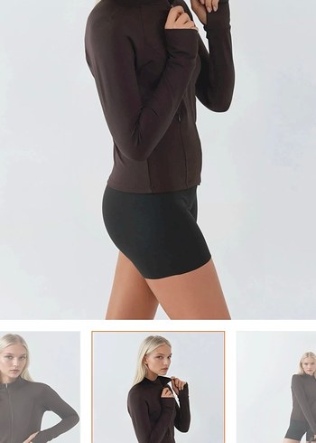 Kahverengi Fermuarlı Uzun Kollu Mini Sweatshirt - Görsel 2