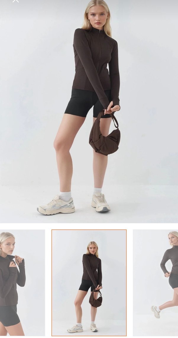 Kahverengi Fermuarlı Uzun Kollu Mini Sweatshirt - Görsel 3