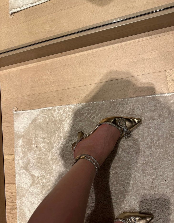 Altın Renkli Stiletto Topuklu Kadın Abiye Ayakkabı - Görsel 5