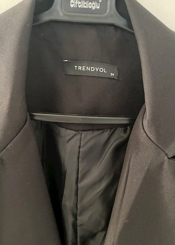 Siyah Kadın Düğmeli Midi Blazer - Görsel 3