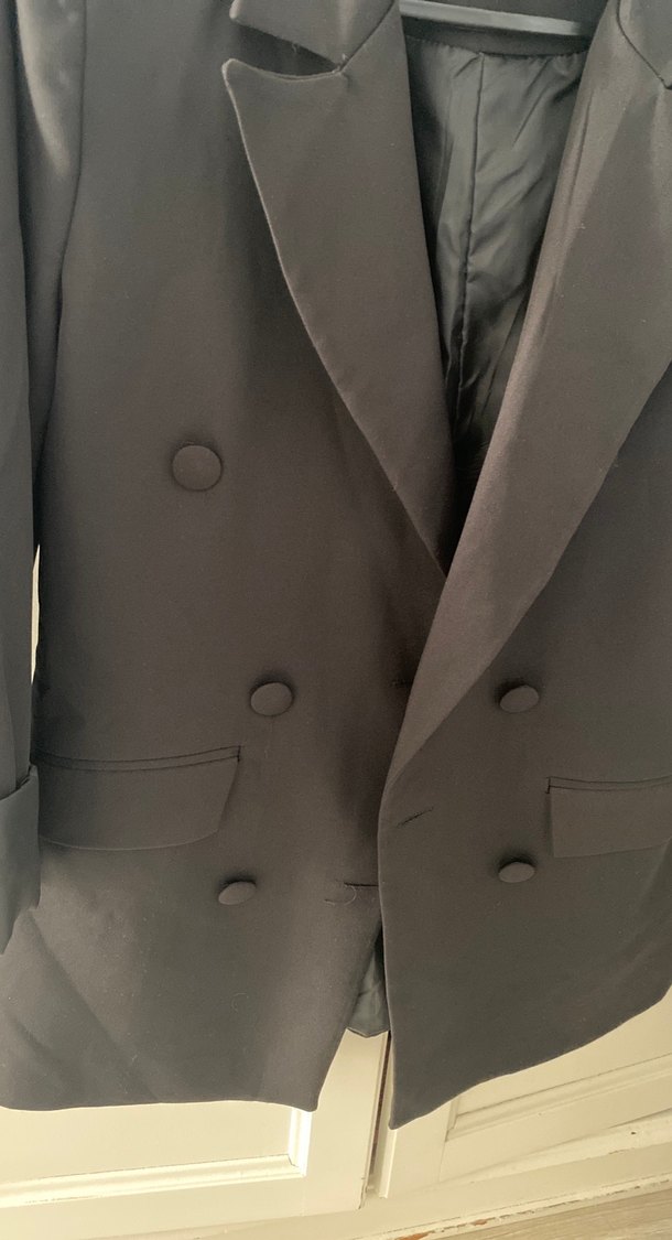 Siyah Kadın Düğmeli Midi Blazer - Görsel 4