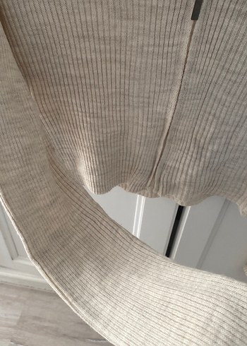 Bej Fermuarlı Uzun Kollu Triko Kazak - Görsel 5