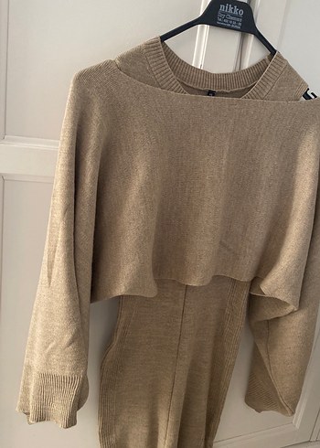 Bej Kadın Triko Uzun Elbise - Görsel 2