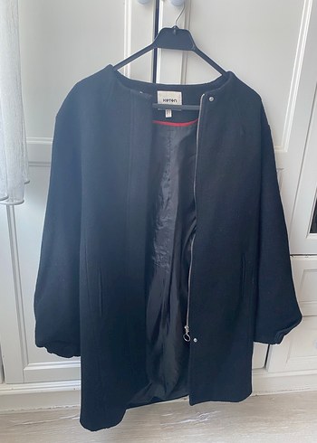 Siyah Düz Kesim Kadın Kaban - Görsel 3