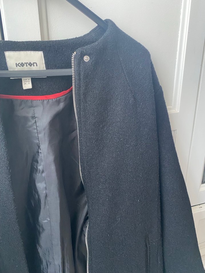 Siyah Düz Kesim Kadın Kaban - Görsel 5