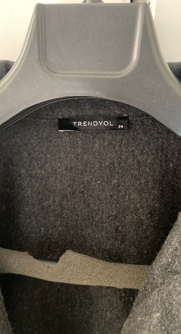 Düğmeli Gri Midi Kadın Yün Ceket - Görsel 3