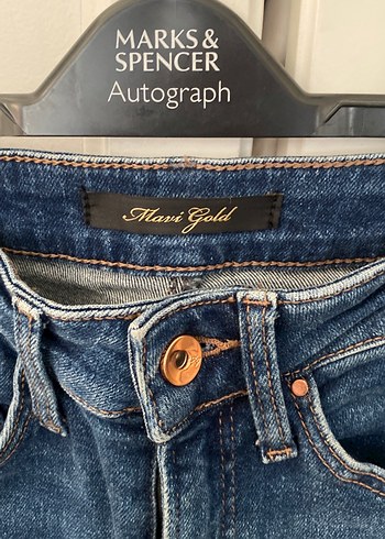 Mavi Bol Kesim Midi Kot Pantolon - Görsel 4