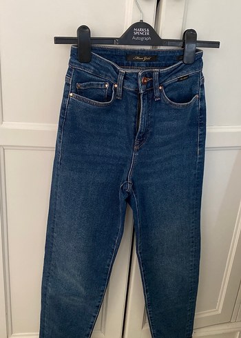 Mavi Bol Kesim Midi Kot Pantolon - Görsel 3