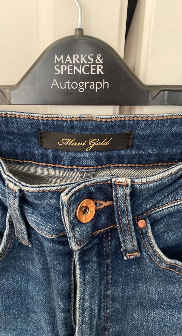 Mavi Bol Kesim Midi Kot Pantolon - Görsel 4