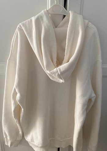 Beyaz Kapüşonlu Salaş Sweatshirt - Görsel 5