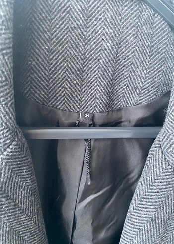 Gri Yün Karışımlı Kaban - Görsel 3