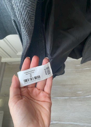 Gri Yün Karışımlı Kaban - Görsel 5