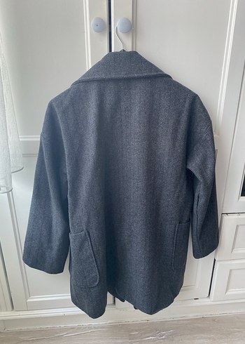 Gri Yün Karışımlı Kaban - Görsel 6