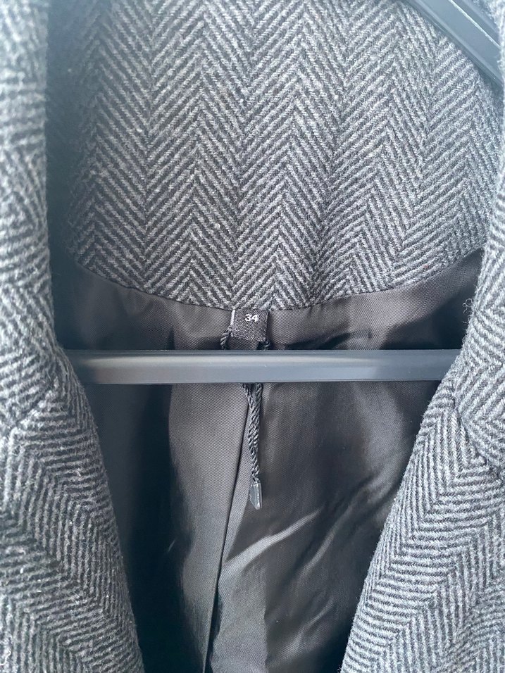 Gri Yün Karışımlı Kaban - Görsel 3