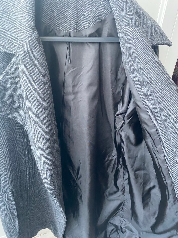 Gri Yün Karışımlı Kaban - Görsel 4