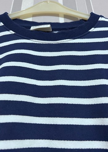 Pull and Bear Çizgili Lacivert kalın sweatshirt