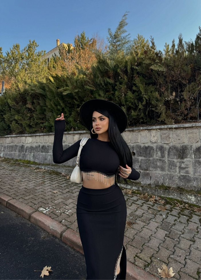 Siyah  Gotik Uzun Elbise - Görsel 2