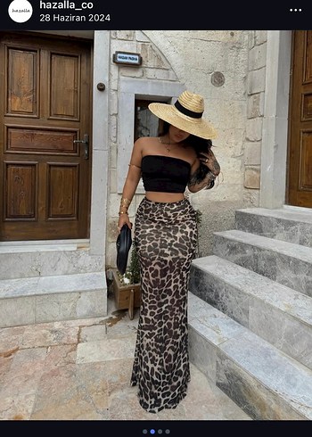 Bohem Tarz Leopar Desenli Uzun Elbise - Görsel 2