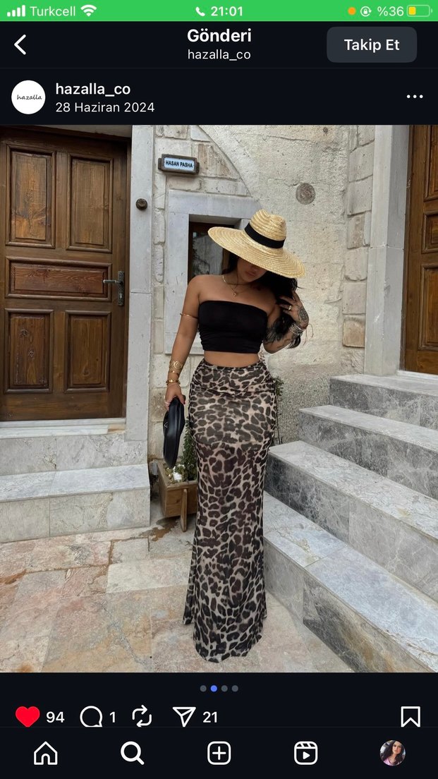 Bohem Tarz Leopar Desenli Uzun Elbise - Görsel 2