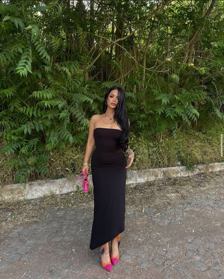 Siyah Straplez Uzun Kadın Elbise - Görsel 2