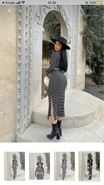 Bershka Çizgili etek takım
