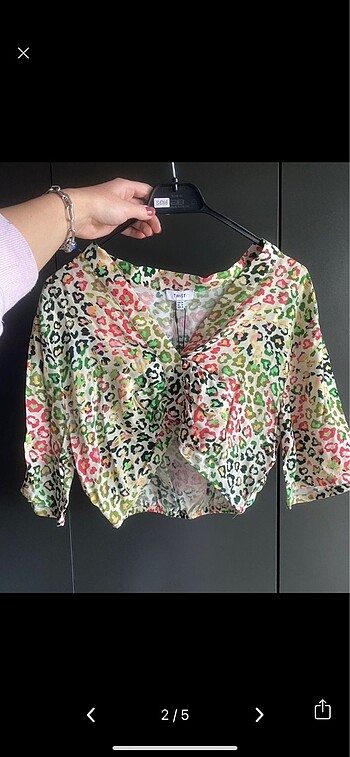 Twist Leopar Desenli bluz twist etiketli