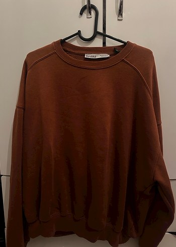 Bershka kahverengi sweatshirt baya oversize
