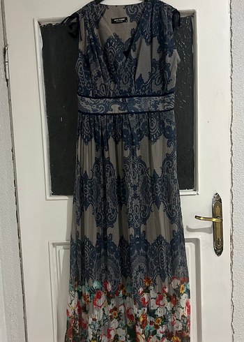 V Yaka Kemerli Uzun Bohem Elbise - Görsel 2