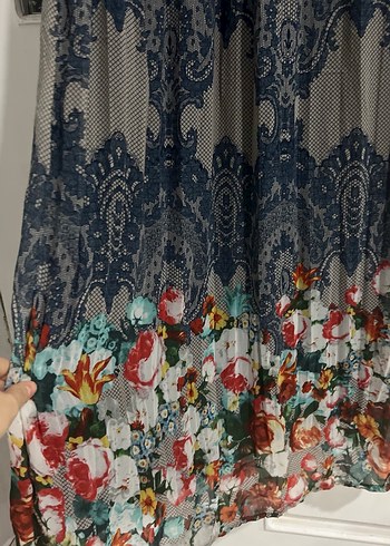 V Yaka Kemerli Uzun Bohem Elbise - Görsel 5