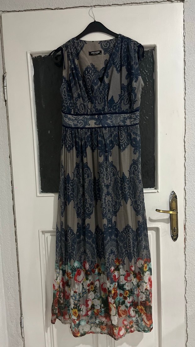 V Yaka Kemerli Uzun Bohem Elbise - Görsel 2