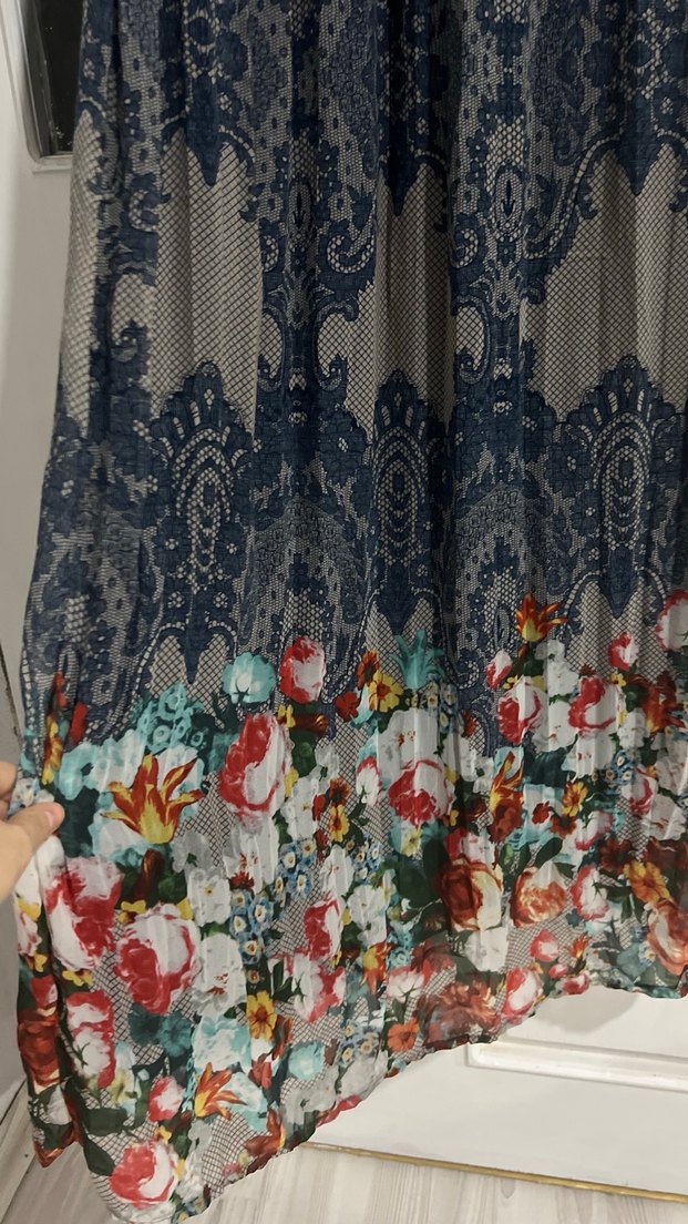 V Yaka Kemerli Uzun Bohem Elbise - Görsel 5