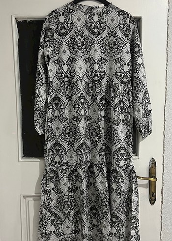 Bohem Tarzı Gri Uzun Kollu Uzun Elbise - Görsel 2