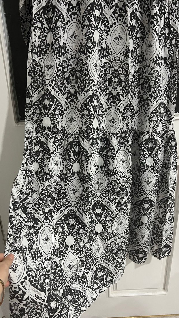 Bohem Tarzı Gri Uzun Kollu Uzun Elbise - Görsel 3