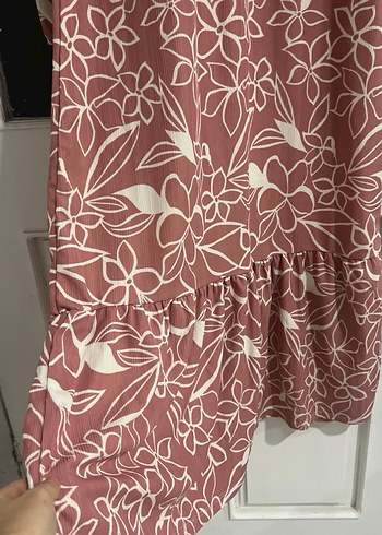 Kahverengi Çiçek Desenli Uzun Bohem Elbise - Görsel 4