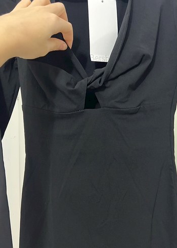 Bershka Drapeli V Yakalı Mini Elbise - Görsel 2