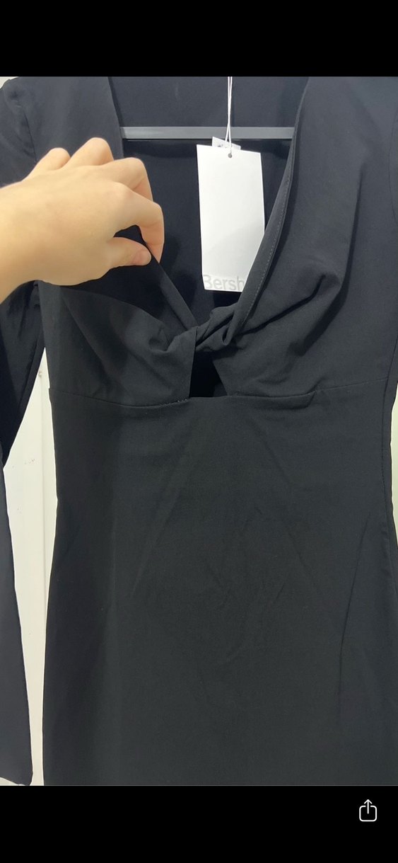 Bershka Drapeli V Yakalı Mini Elbise - Görsel 2