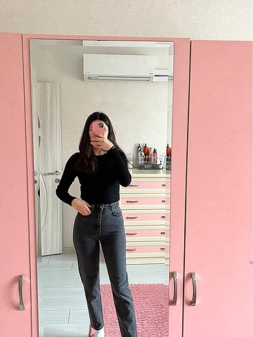 xs Beden gri Renk Zara mom jean