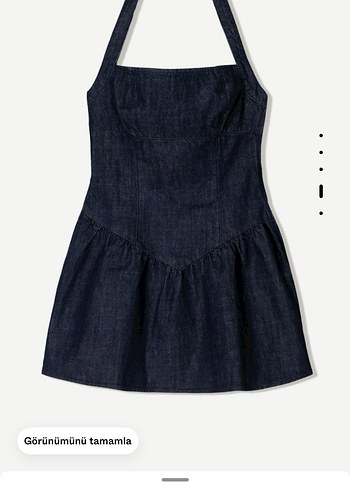 34 Beden Balon Etekli Mini Denim Elbise