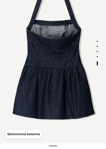 Bershka Balon Etekli Mini Denim Elbise