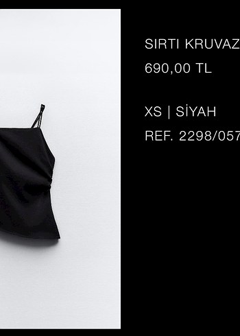 Zara Siyah Drapeli Mini Straplez Bluz
