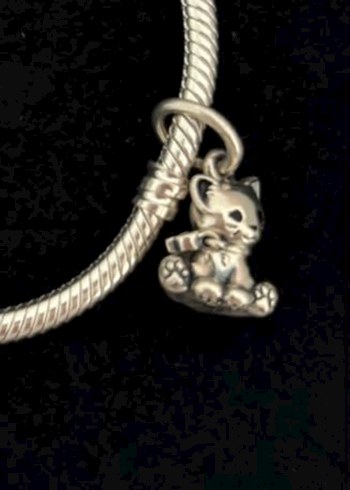 Gri Zincir Detaylı Kedi Figürlü Kadın Charm