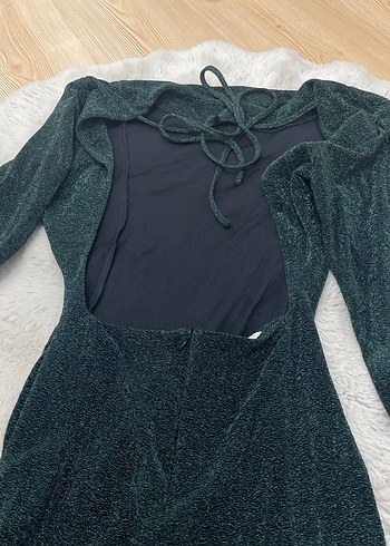 Yeşil Drapeli Uzun Abiye Elbise - Görsel 4