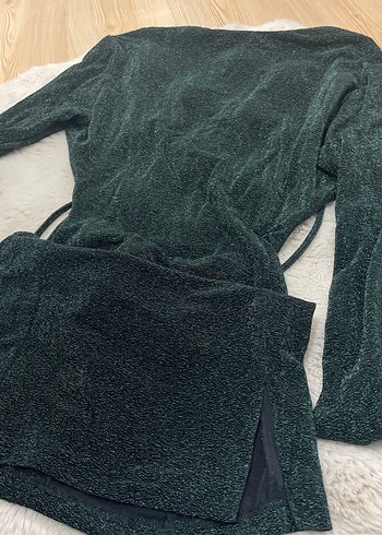 Yeşil Drapeli Uzun Abiye Elbise - Görsel 3