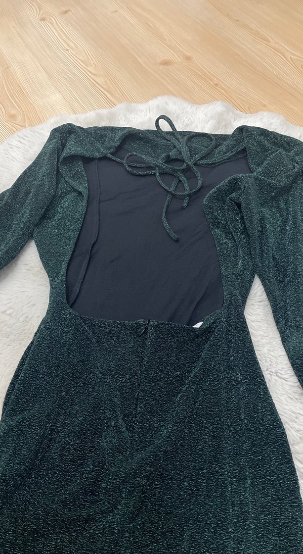 Yeşil Drapeli Uzun Abiye Elbise - Görsel 4