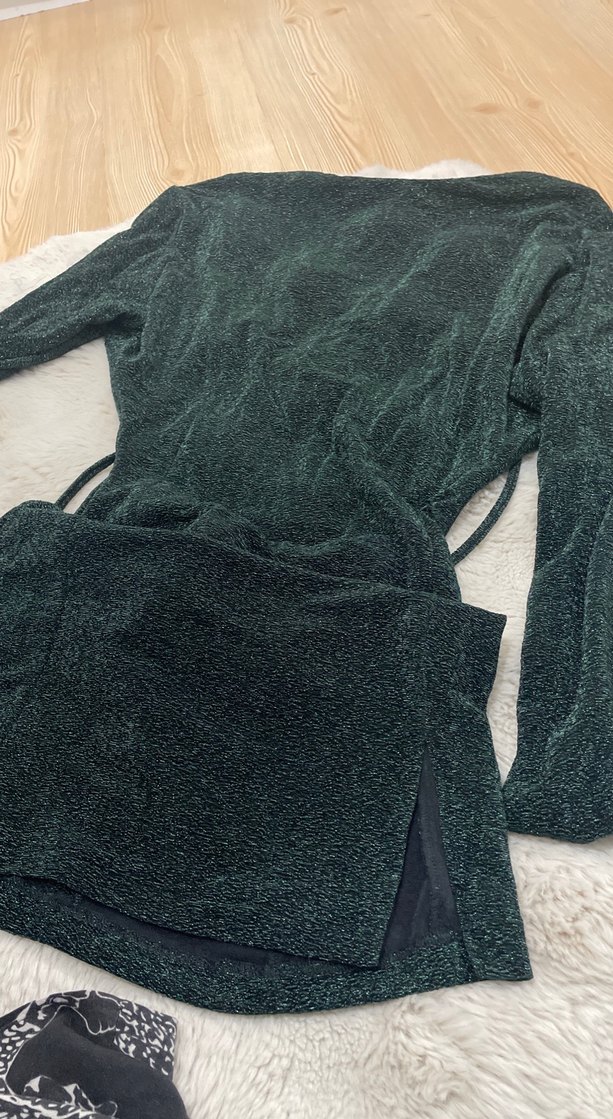 Yeşil Drapeli Uzun Abiye Elbise - Görsel 3