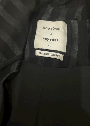 Kadın Siyah Çizgili Uzun Blazer Ceket - Görsel 2