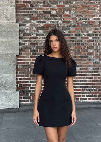 Zara Viral Balon Kol Bel Detay Mini Elbise
